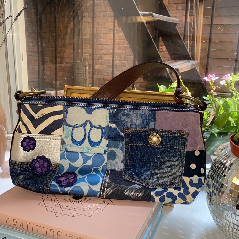 RARE Blue Denim Patchwork Coach Bag